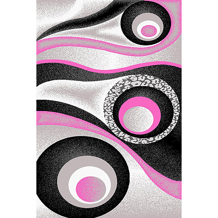 Latitude Run® Walter Power Loom Performance Pink/Gray/Black Rug